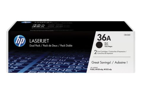 Oryginalny Toner Czarny HP LaserJet M1120, M1522, P1505 (36A CB436AD) (DWUPAK) Oryginalny Toner Czarny HP LaserJet M1120, M1522, P1505 (36A CB436AD) (DWUPAK)