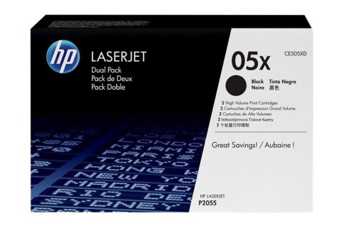 Oryginalny Toner Czarny HP LaserJet P2055 (05X CE505XD) (DWUPAK) Oryginalny Toner Czarny HP LaserJet P2055 (05X CE505XD) (DWUPAK)