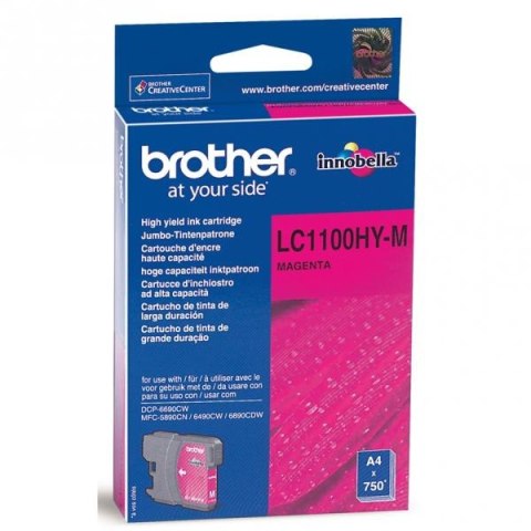 Brother oryginalny ink / tusz LC-1100HYM, magenta, 750s, high capacity Brother oryginalny ink / tusz LC-1100HYM, magenta, 750s, high capacity