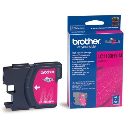 Brother oryginalny ink / tusz LC-1100HYM, magenta, 750s, high capacity Brother oryginalny ink / tusz LC-1100HYM, magenta, 750s, high capacity