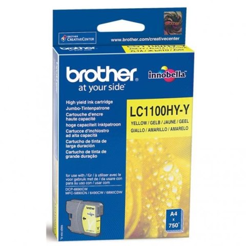 Brother oryginalny ink / tusz LC-1100HYY, yellow, 750s, high capacity Brother oryginalny ink / tusz LC-1100HYY, yellow, 750s, high capacity