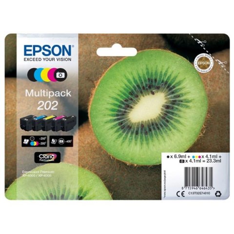 Epson oryginalny ink / tusz C13T02E74010, 202, CMYK, 250 (čb)/300 (bar.)s, 1x6.9ml, 4x4.1ml Epson oryginalny ink / tusz C13T02E74010, 202, CMYK, 250 (čb)/300 (bar.)s, 1x6.9ml, 4x4.1ml