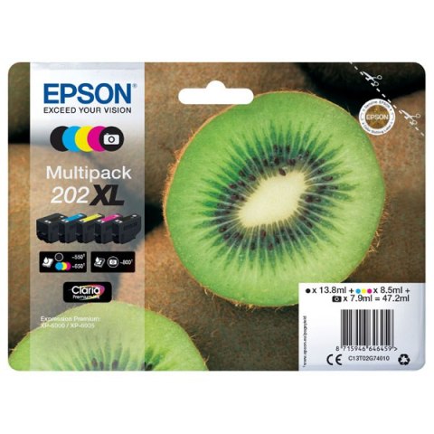 Epson oryginalny ink / tusz C13T02G74010, 202 XL, CMYK, 1x13.8, 1x7.9ml, 3x8.5ml Epson oryginalny ink / tusz C13T02G74010, 202 XL, CMYK, 1x13.8, 1x7.9ml, 3x8.5ml