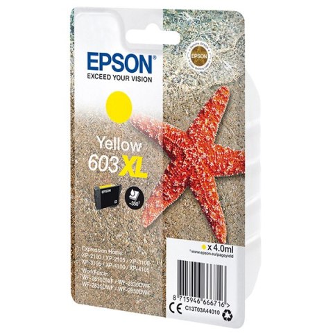Epson oryginalny ink / tusz C13T03A44010, 603XL, yellow, 4.0ml Epson oryginalny ink / tusz C13T03A44010, 603XL, yellow, 4.0ml