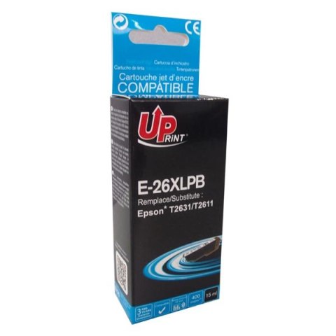 UPrint kompatybilny ink / tusz z C13T26314010, T263140, 26XL, E-26XLPB, photo black, 400s, 15ml UPrint kompatybilny ink / tusz z C13T26314010, T263140, 26XL, E-26XLPB, photo black, 400s, 15ml