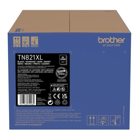 Brother oryginalny toner TN-821XLBK, black, 12000s Brother oryginalny toner TN-821XLBK, black, 12000s