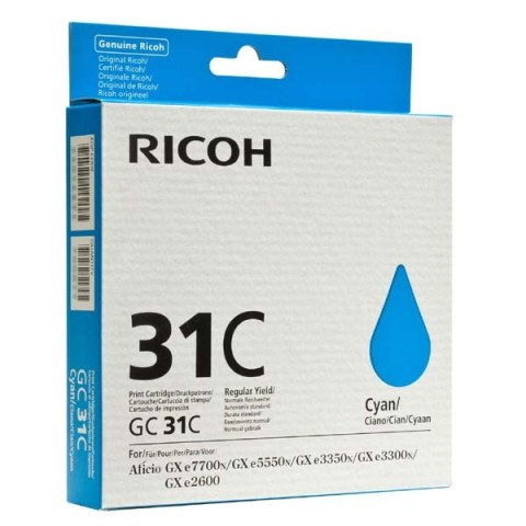 Ricoh oryginalny wkład żelowy 405689, typ GC 31C, cyan, EOL Ricoh oryginalny wkład żelowy 405689, typ GC 31C, cyan, EOL