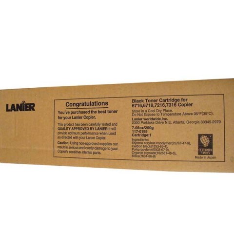 Lanier oryginalny toner 117-0195, black, 6000s, 200g Lanier oryginalny toner 117-0195, black, 6000s, 200g