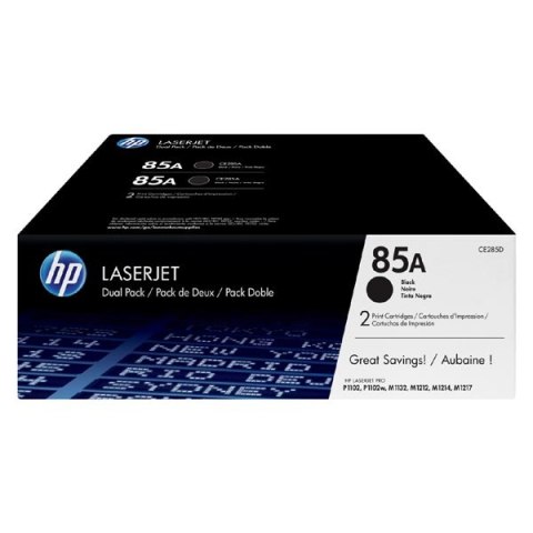 HP oryginalny toner CE285AD, HP 85A, black, 1600s, dual pack HP oryginalny toner CE285AD, HP 85A, black, 1600s, dual pack