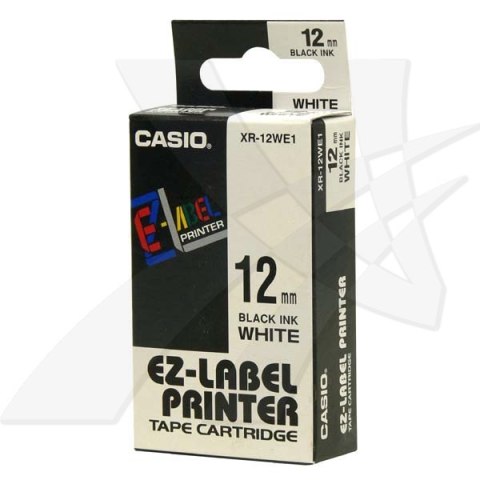 Casio oryginalny taśma do drukarek etykiet, Casio, XR-12WE1, czarny druk/biały podkład, nielaminowany, 8m, 12mm Casio oryginalny taśma do drukarek etykiet, Casio, XR-12WE1, czarny druk/biały podkład, nielaminowany, 8m, 12mm