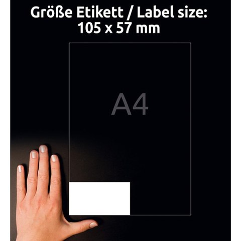 Avery Zweckform etykiety 105mm x 57mm, A4, białe, 10 etykiety, pakowane po 100 szt., 3425, do drukarek laserowych i atramentowyc Avery Zweckform etykiety 105mm x 57mm, A4, białe, 10 etykiety, pakowane po 100 szt., 3425, do drukarek laserowych i atramentowyc