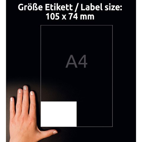 Avery Zweckform etykiety 105mm x 74mm, A4, białe, 8 etykiety, pakowane po 100 szt., 3427, do drukarek laserowych i atramentowych Avery Zweckform etykiety 105mm x 74mm, A4, białe, 8 etykiety, pakowane po 100 szt., 3427, do drukarek laserowych i atramentowych