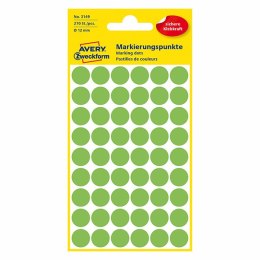 Avery Zweckform etykiety 12mm, neonowa zieleń, 54 etykiety, do znakowania, pakowane po 5 szt., 3149, do pisma odręcznego
