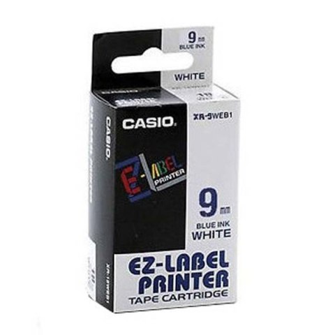 Casio oryginalny taśma do drukarek etykiet, Casio, XR-9WEB1, niebieski druk/biały podkład, nielaminowany, 8m, 9mm, EOL Casio oryginalny taśma do drukarek etykiet, Casio, XR-9WEB1, niebieski druk/biały podkład, nielaminowany, 8m, 9mm, EOL