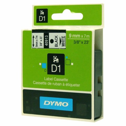 Dymo oryginalny taśma do drukarek etykiet, Dymo, 40913, S0720680, czarny druk/biały podkład, 7m, 9mm, D1 Dymo oryginalny taśma do drukarek etykiet, Dymo, 40913, S0720680, czarny druk/biały podkład, 7m, 9mm, D1