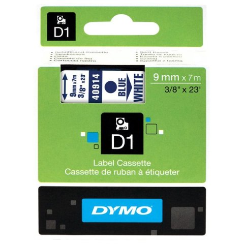 Dymo oryginalny taśma do drukarek etykiet, Dymo, 40914, S0720690, niebieski druk/biały podkład, 7m, 9mm, D1 Dymo oryginalny taśma do drukarek etykiet, Dymo, 40914, S0720690, niebieski druk/biały podkład, 7m, 9mm, D1