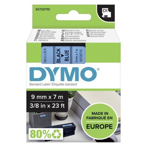 Dymo oryginalny taśma do drukarek etykiet, Dymo, 40916, S0720710, czarny druk/niebieski podkład, 7m, 9mm, D1 Dymo oryginalny taśma do drukarek etykiet, Dymo, 40916, S0720710, czarny druk/niebieski podkład, 7m, 9mm, D1