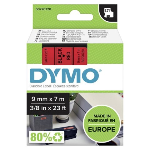 Dymo oryginalny taśma do drukarek etykiet, Dymo, 40917, S0720720, czarny druk/czerwony podkład, 7m, 9mm, D1 Dymo oryginalny taśma do drukarek etykiet, Dymo, 40917, S0720720, czarny druk/czerwony podkład, 7m, 9mm, D1