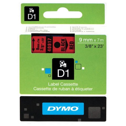Dymo oryginalny taśma do drukarek etykiet, Dymo, 40917, S0720720, czarny druk/czerwony podkład, 7m, 9mm, D1 Dymo oryginalny taśma do drukarek etykiet, Dymo, 40917, S0720720, czarny druk/czerwony podkład, 7m, 9mm, D1