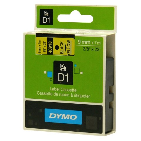 Dymo oryginalny taśma do drukarek etykiet, Dymo, 40918, S0720730, czarny druk/żółty podkład, 7m, 9mm, D1 Dymo oryginalny taśma do drukarek etykiet, Dymo, 40918, S0720730, czarny druk/żółty podkład, 7m, 9mm, D1
