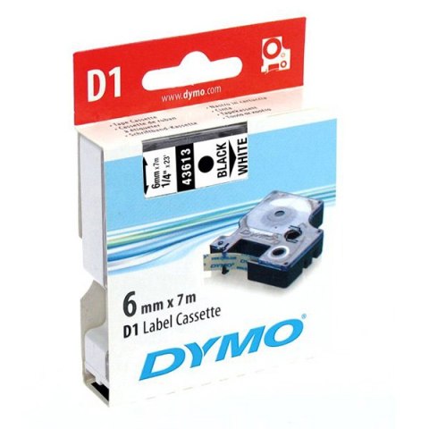 Dymo oryginalny taśma do drukarek etykiet, Dymo, 43613, S0720780, czarny druk/biały podkład, 7m, 6mm, D1 Dymo oryginalny taśma do drukarek etykiet, Dymo, 43613, S0720780, czarny druk/biały podkład, 7m, 6mm, D1