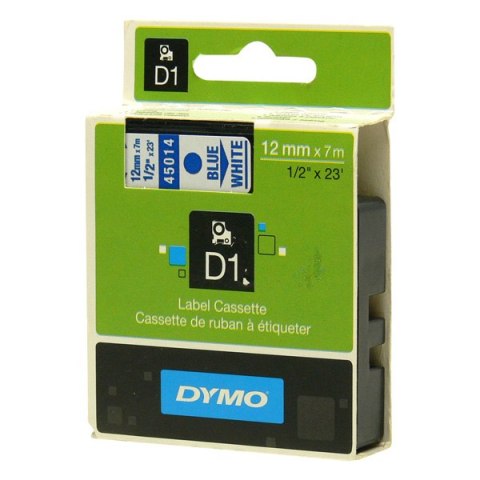 Dymo oryginalny taśma do drukarek etykiet, Dymo, 45014, S0720540, niebieski druk/biały podkład, 7m, 12mm, D1 Dymo oryginalny taśma do drukarek etykiet, Dymo, 45014, S0720540, niebieski druk/biały podkład, 7m, 12mm, D1