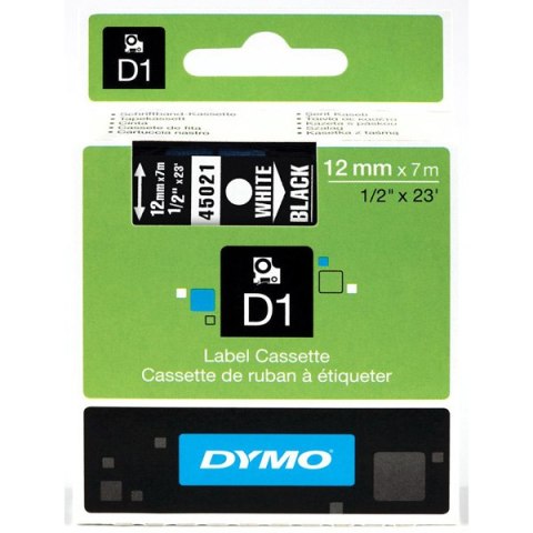 Dymo oryginalny taśma do drukarek etykiet, Dymo, 45021, S0720610, biały druk/czarny podkład, 7m, 12mm, D1 Dymo oryginalny taśma do drukarek etykiet, Dymo, 45021, S0720610, biały druk/czarny podkład, 7m, 12mm, D1