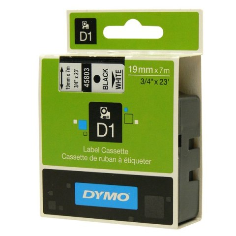 Dymo oryginalny taśma do drukarek etykiet, Dymo, 45803, S0720830, czarny druk/biały podkład, 7m, 19mm, D1 Dymo oryginalny taśma do drukarek etykiet, Dymo, 45803, S0720830, czarny druk/biały podkład, 7m, 19mm, D1