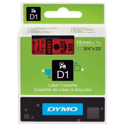 Dymo oryginalny taśma do drukarek etykiet, Dymo, 45807, S0720870, czarny druk/czerwony podkład, 7m, 19mm, D1 Dymo oryginalny taśma do drukarek etykiet, Dymo, 45807, S0720870, czarny druk/czerwony podkład, 7m, 19mm, D1