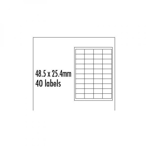 Logo etykiety 48.5mm x 25.4mm, A4, matowe, niebieskie, 40 etykiety, pakowane po 10 szt., do drukarek atramentowych i laserowych Logo etykiety 48.5mm x 25.4mm, A4, matowe, niebieskie, 40 etykiety, pakowane po 10 szt., do drukarek atramentowych i laserowych