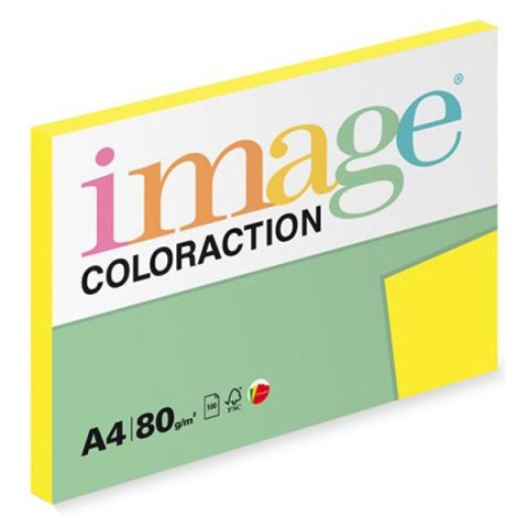 Papier kserograficzny Coloraction, Ibiza, A4, 80 g/m2, refleksyjny żółty, 100 arkusza, nadaje się do druku atramentowego Papier kserograficzny Coloraction, Ibiza, A4, 80 g/m2, refleksyjny żółty, 100 arkusza, nadaje się do druku atramentowego