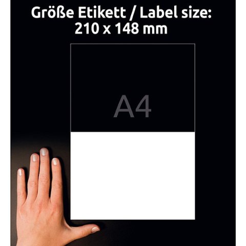 Avery Zweckform etykiety 210mm x 148mm, A4, matowe, białe, 2 etykiety, bardzo trwałe, pakowane po 20 szt., L4717-20, do drukarek Avery Zweckform etykiety 210mm x 148mm, A4, matowe, białe, 2 etykiety, bardzo trwałe, pakowane po 20 szt., L4717-20, do drukarek