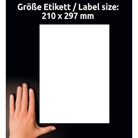 Avery Zweckform etykiety 210mm x 297mm, A4, białe, 1 etykieta, bardzo trwałe, pakowane po 20 szt., L4775-20, do drukarek laserow Avery Zweckform etykiety 210mm x 297mm, A4, białe, 1 etykieta, bardzo trwałe, pakowane po 20 szt., L4775-20, do drukarek laserow