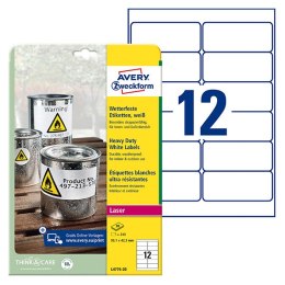Avery Zweckform etykiety 99.1mm x 42.3mm, A4, matowe, białe, 12 etykiety, bardzo trwałe, pakowane po 20 szt., L4776-20, do druka