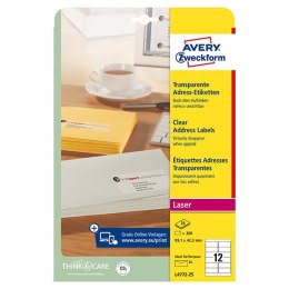 Avery Zweckform etykiety 99.1mm x 42.3mm, przezroczysty, przezroczysta, 12 etykieta, adresowa, pakowane po 25 szt., L4772-25, do