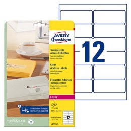Avery Zweckform etykiety 99.1mm x 42.3mm, przezroczysty, przezroczysta, 12 etykieta, adresowa, pakowane po 25 szt., L4772-25, do