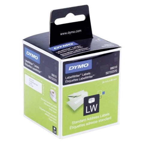 Dymo etykiety papierowe 89mm x 28mm, białe, adresowa, 2X130 szt., 99010, S0722370 Dymo etykiety papierowe 89mm x 28mm, białe, adresowa, 2X130 szt., 99010, S0722370