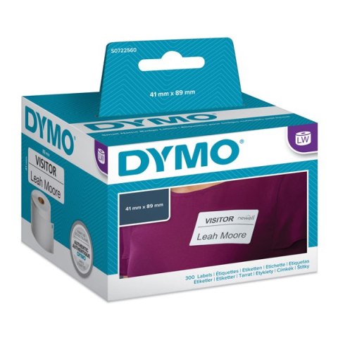Dymo etykiety papierowe 89mm x 41mm, białe, do identyfikatorów, łatwy do usunięcia, 300 szt., 11356, S0722560 Dymo etykiety papierowe 89mm x 41mm, białe, do identyfikatorów, łatwy do usunięcia, 300 szt., 11356, S0722560