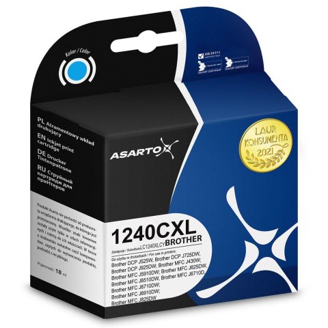 Tusz Asarto do Brother 1240CXL | LC1240C | 1450 str. | cyan Asarto Tusz Asarto do Brother 1240CXL | LC1240C | 1450 str. | cyan Asarto