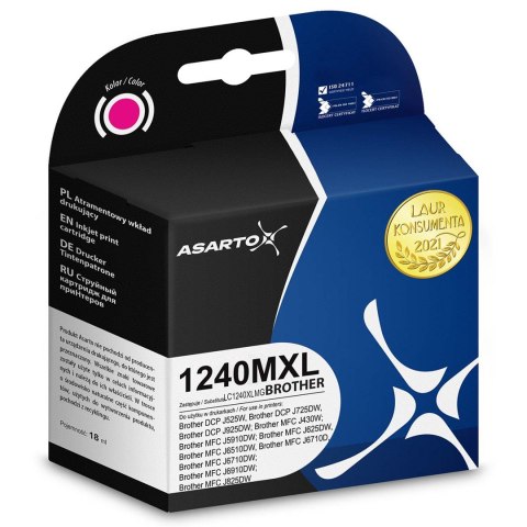 Tusz Asarto do Brother 1240MXL | LC1240M | 800 str. | magenta Asarto Tusz Asarto do Brother 1240MXL | LC1240M | 800 str. | magenta Asarto