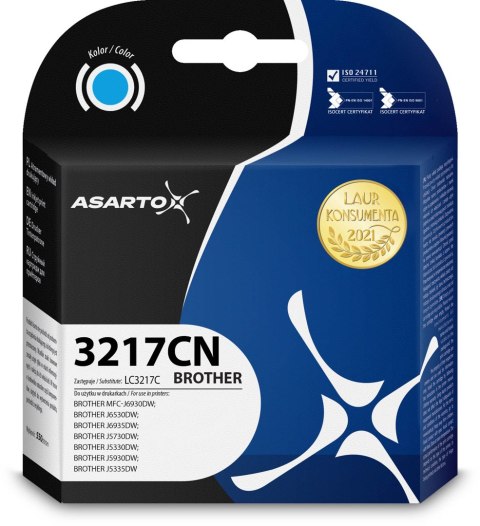 Tusz Asarto do Brother 3217CN | LC3217C | 550 str. | cyan Asarto Tusz Asarto do Brother 3217CN | LC3217C | 550 str. | cyan Asarto