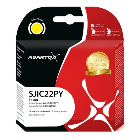 Tusz Asarto do Epson SJIC22PY | C33S020604 | 34ml | yellow Asarto Tusz Asarto do Epson SJIC22PY | C33S020604 | 34ml | yellow Asarto